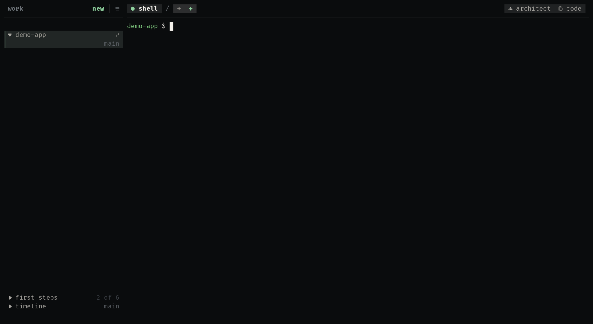 The code surface: an agent's changed files on the left and a syntax-highlighted diff on the right, then the file tree, then the checkout drawn as a treemap.